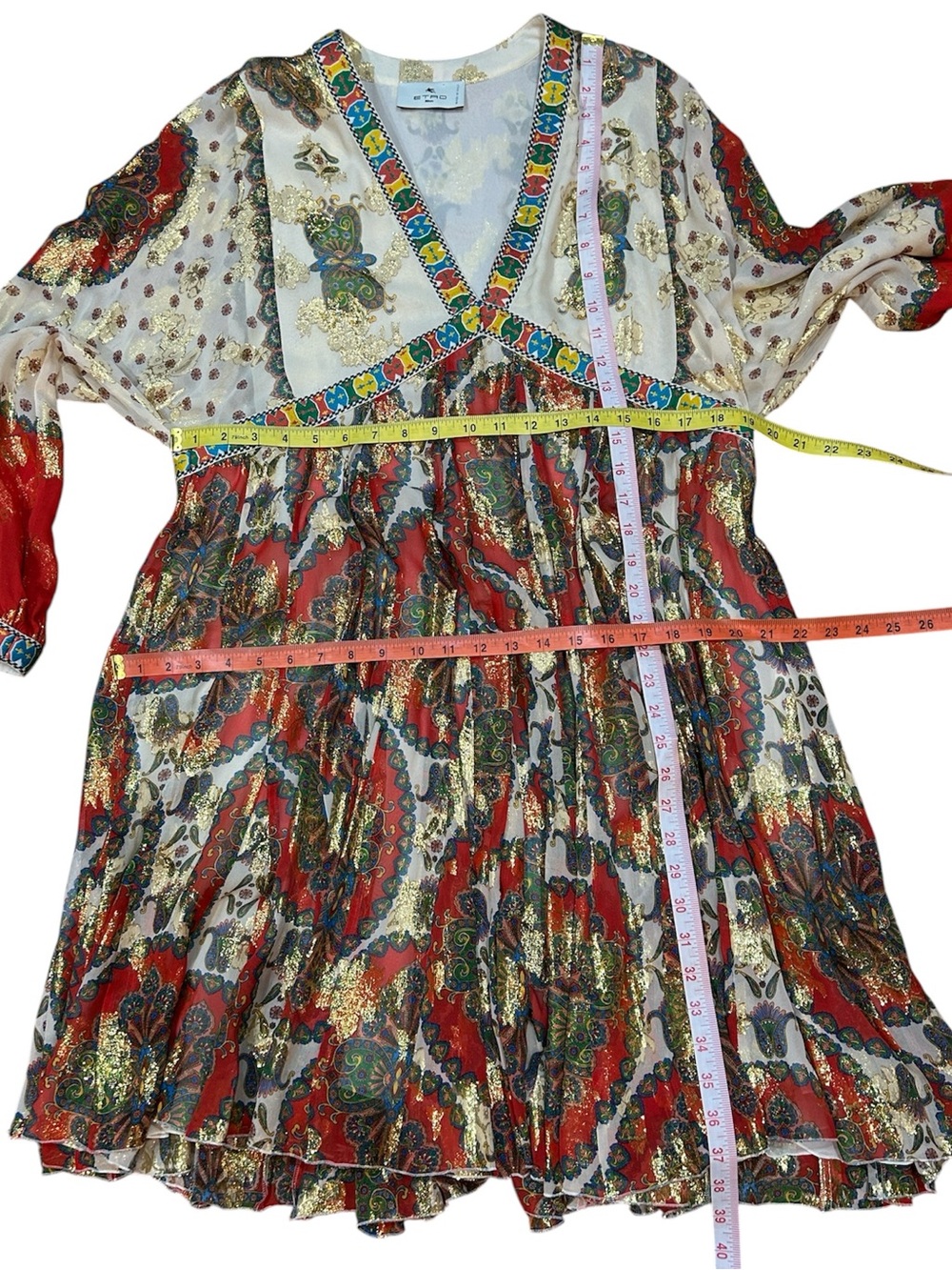 ETRO Abito Irima Silk Metallic Mini Boho Dress - Picture 13 of 13